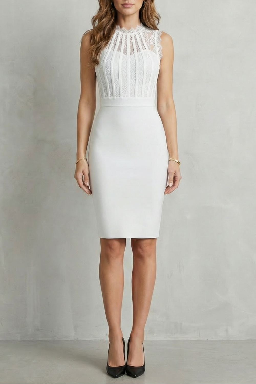 Roxelle – Elegância justa em renda – Vestido curto