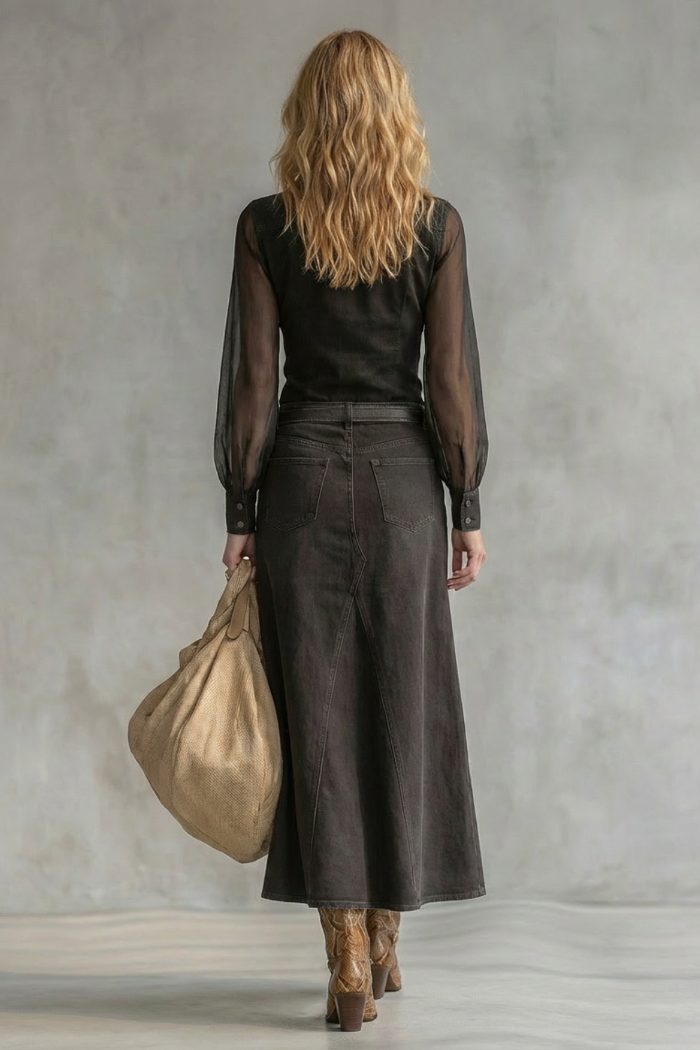 Savannah – Vestido Camisão Jeans com Manga Transparente – Estilo Western Marcante