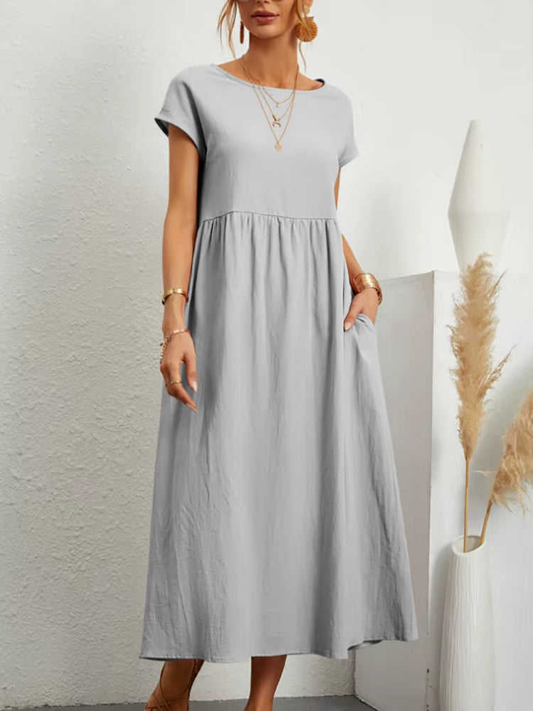 Gabrielle™ — Vestido Midi Fluido com Elegância Atemporal