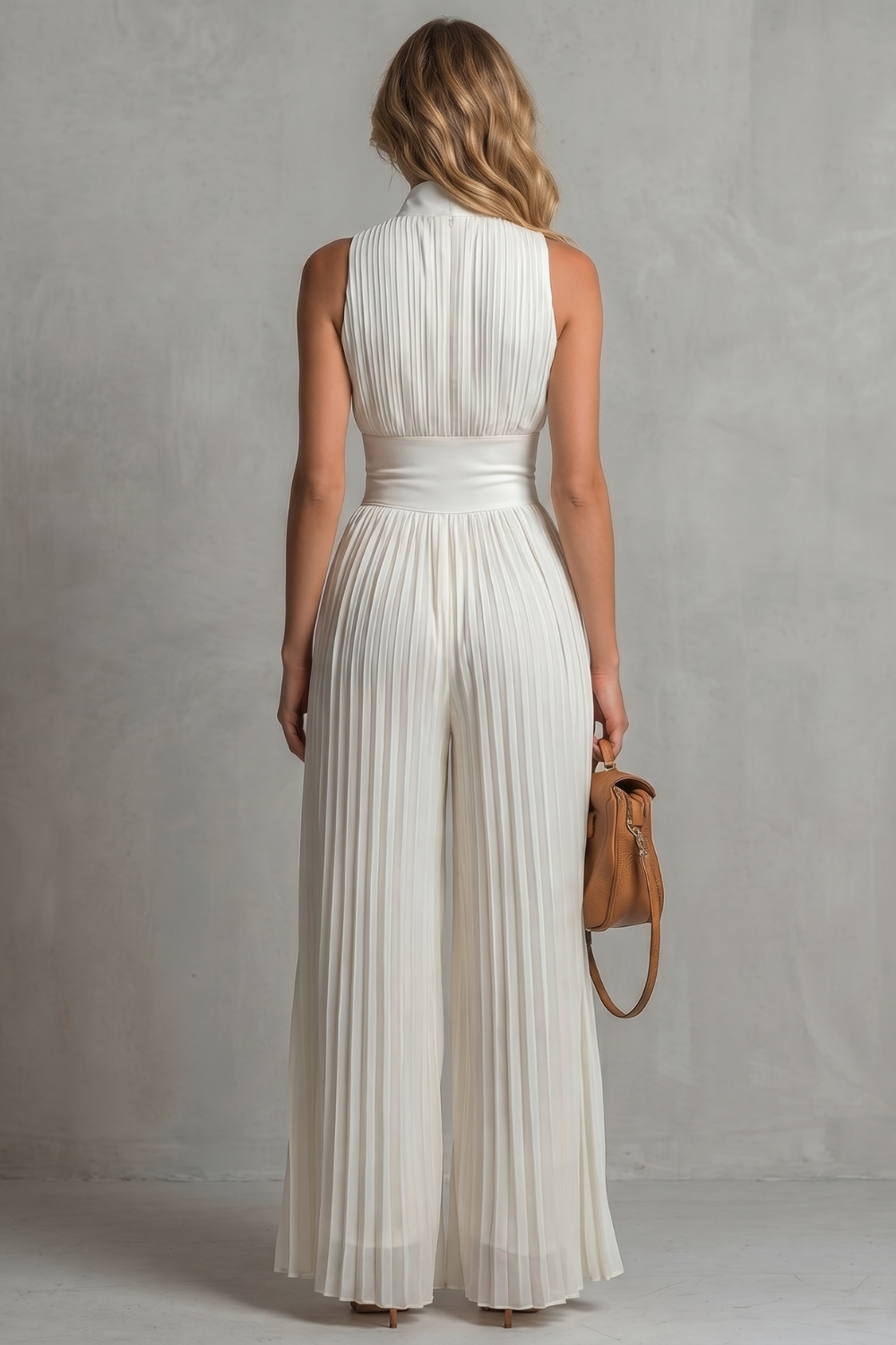 Seraphina – Elegância de halter plissado – Macacão de perna larga