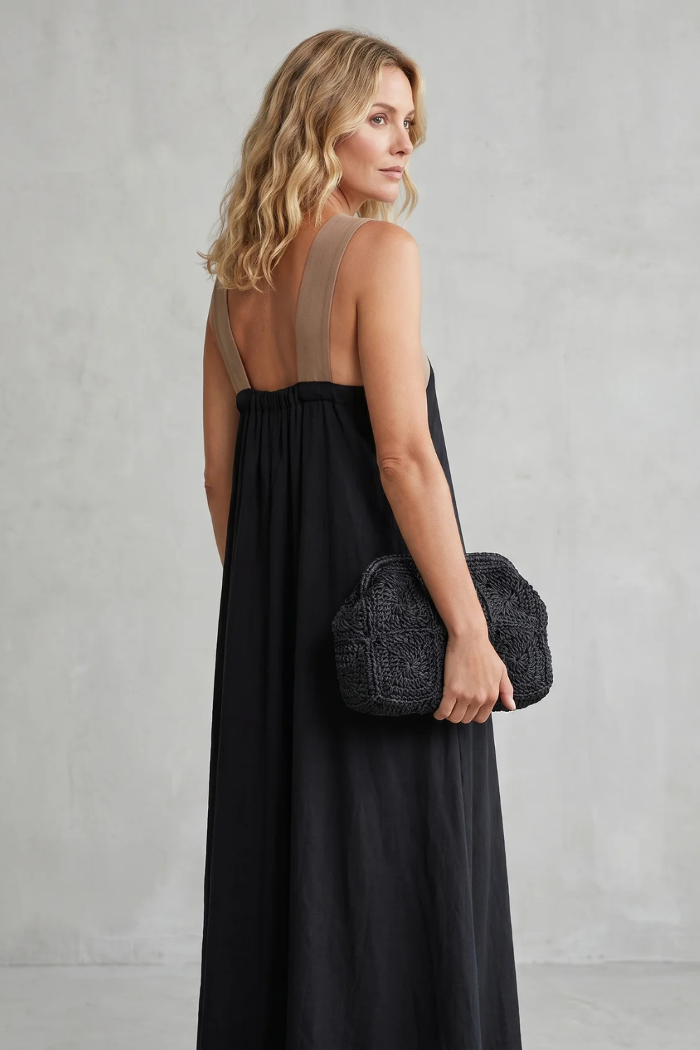 Seravelle – Elegância frente única cruzada – Vestido longo