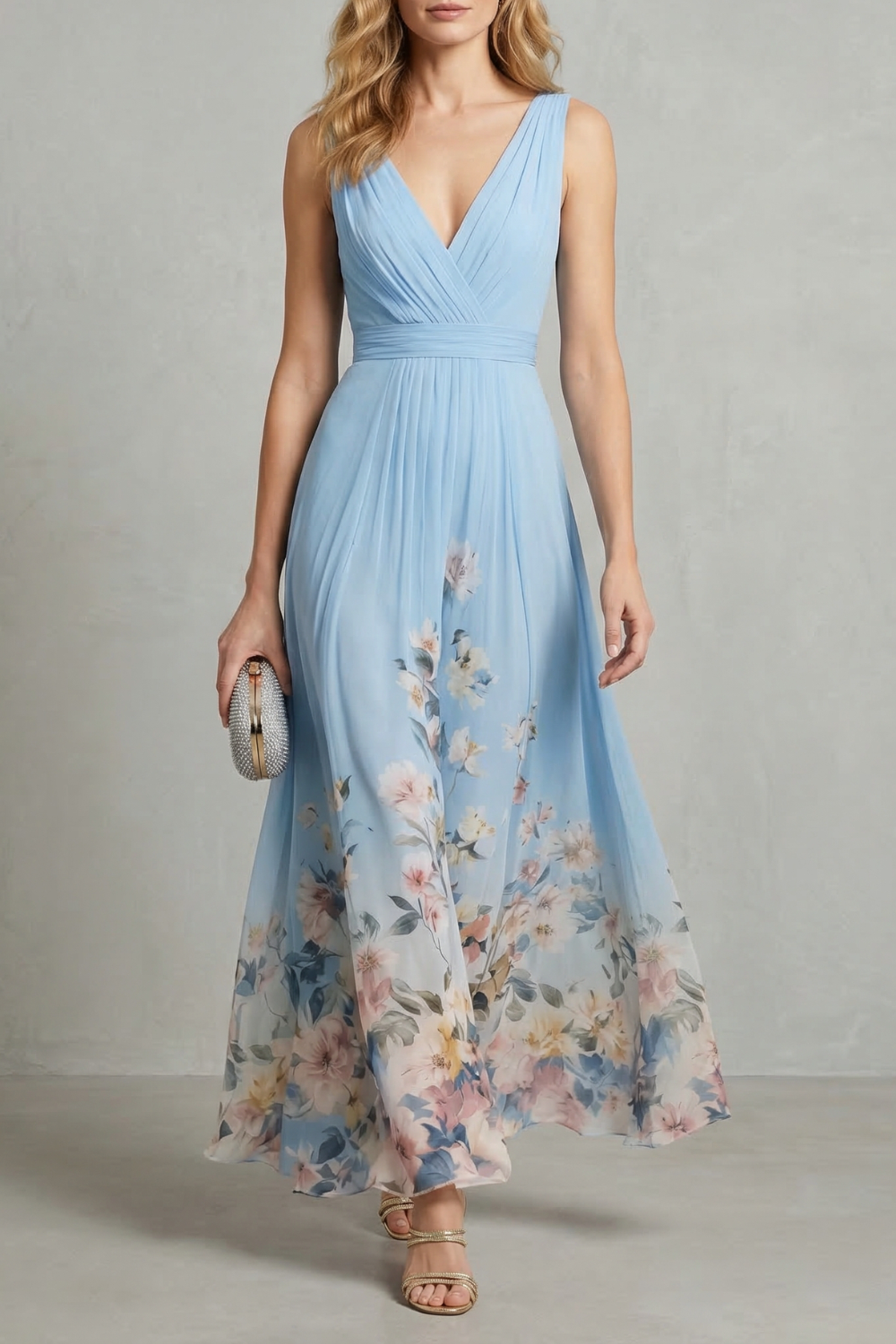 Serelisse – Floral ombré romântico – Vestido longo