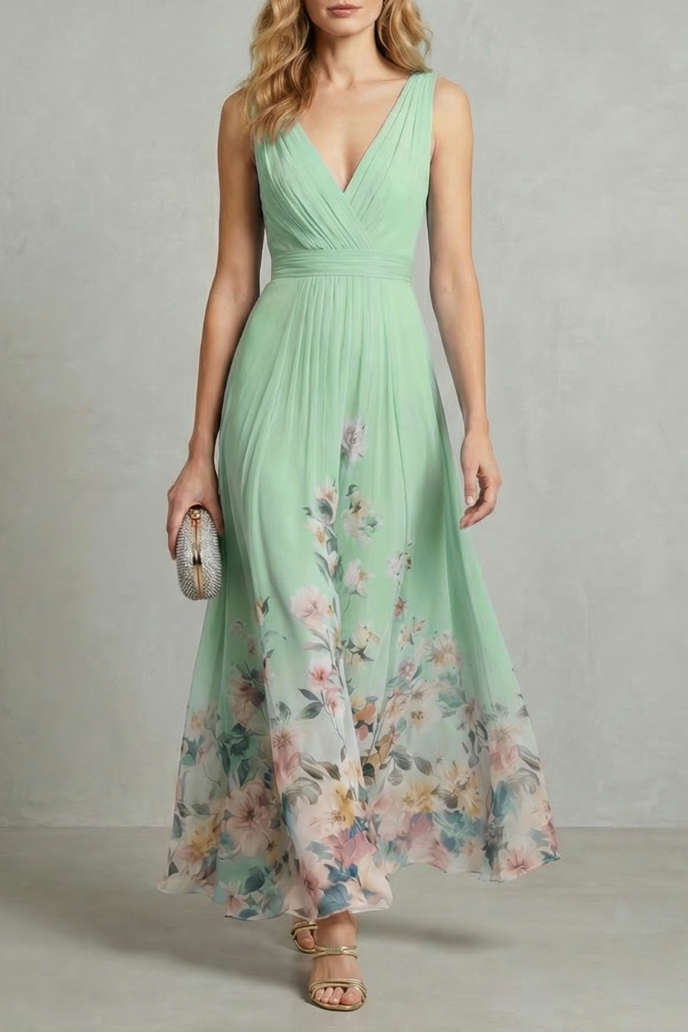Serelisse – Floral ombré romântico – Vestido longo
