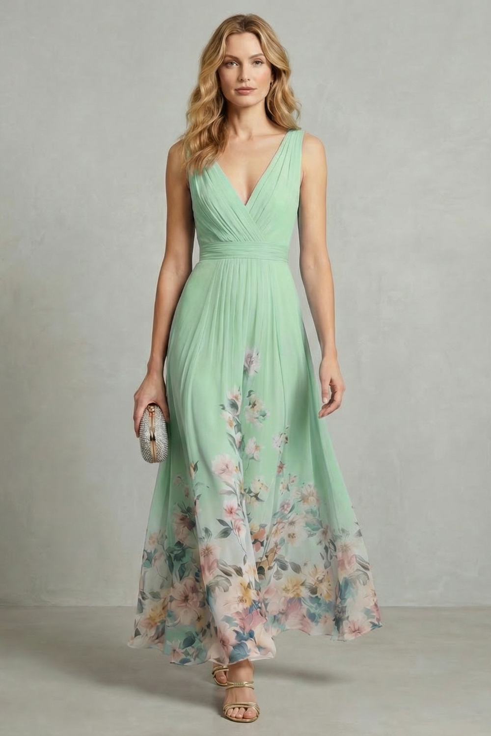 Serelisse – Floral ombré romântico – Vestido longo