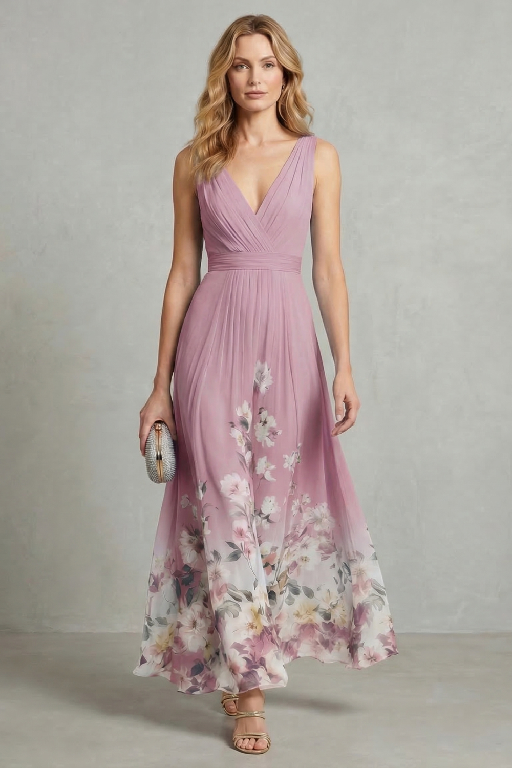 Serelisse – Floral ombré romântico – Vestido longo