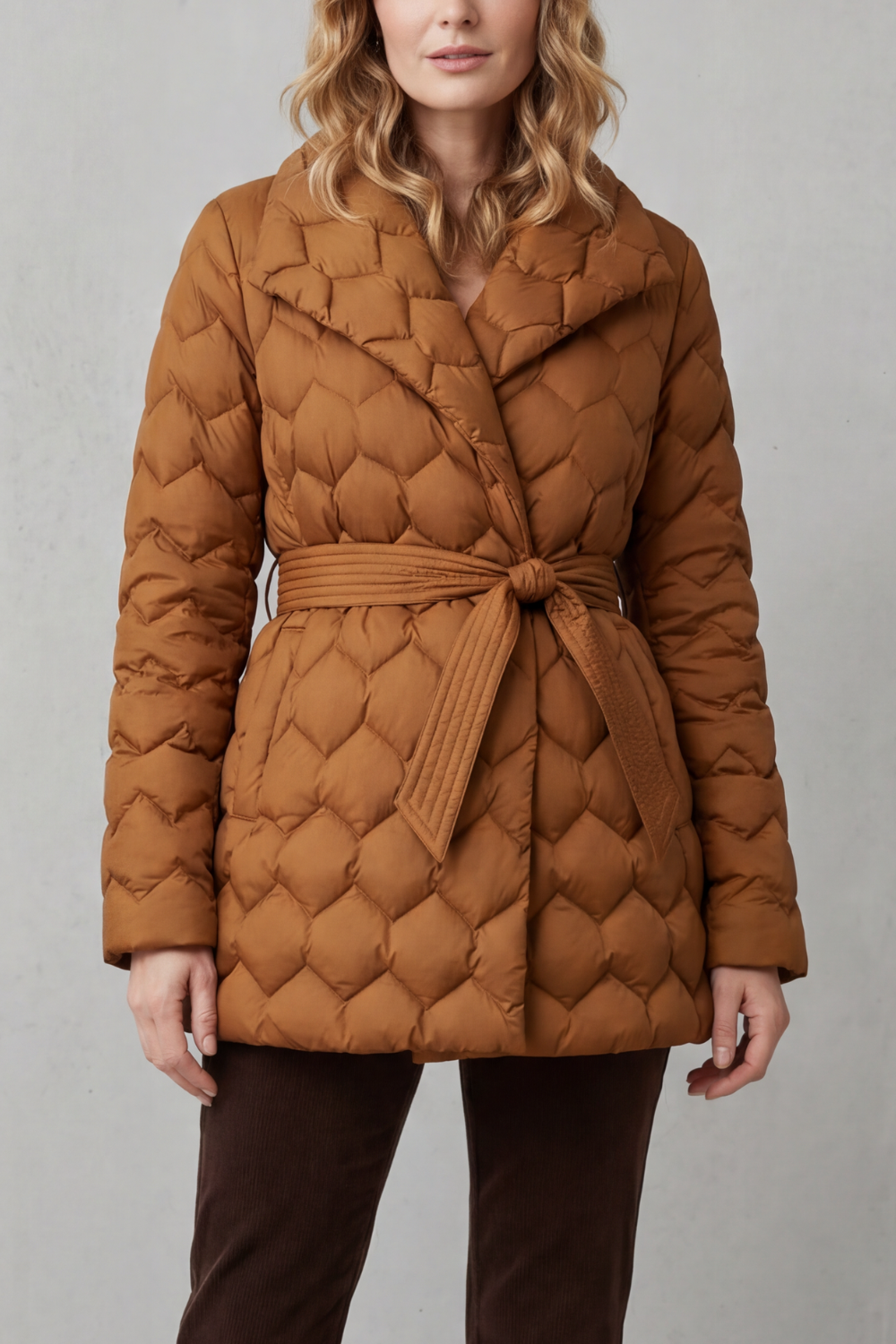 Solenza – Matelassê sculpted – Jaqueta puffer com cinto