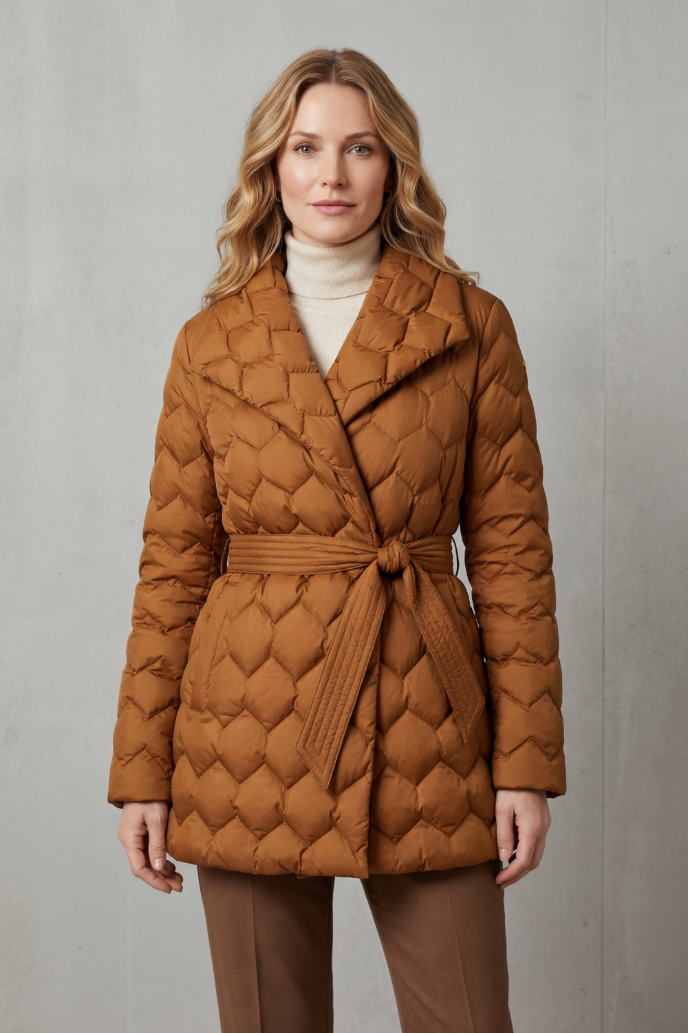Solenza – Matelassê sculpted – Jaqueta puffer com cinto