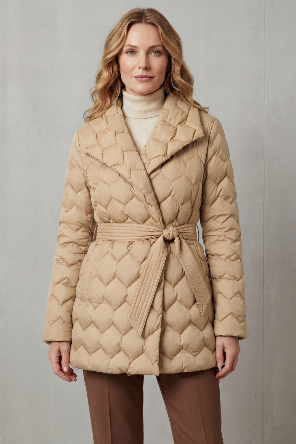 Solenza – Matelassê sculpted – Jaqueta puffer com cinto