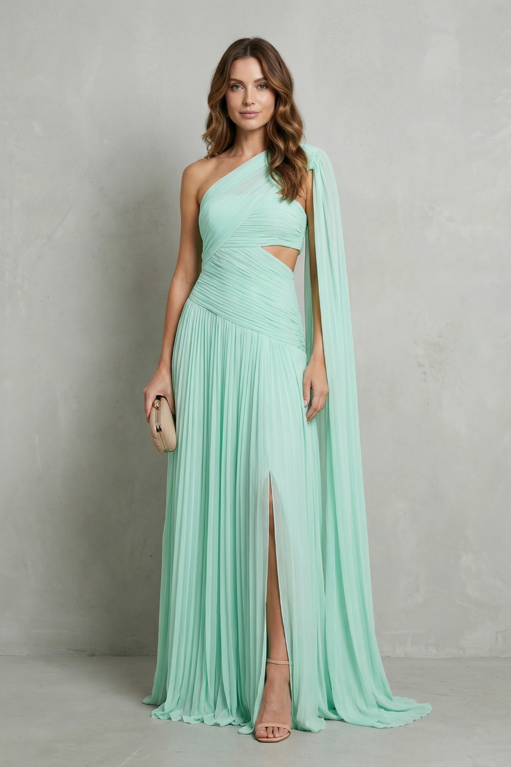 Sylvarine – Drapeado de chiffon etéreo – Vestido longo