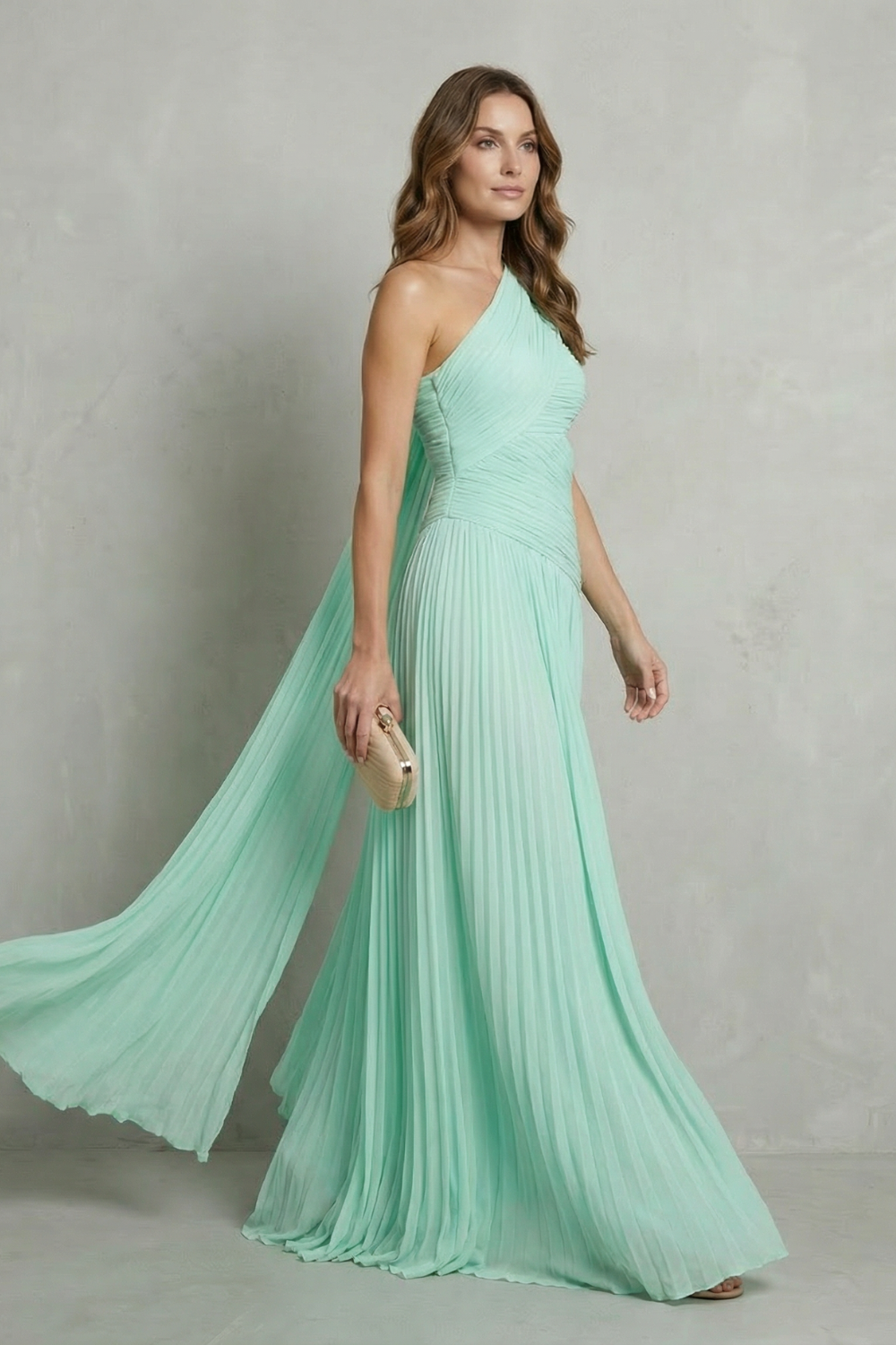 Sylvarine – Drapeado de chiffon etéreo – Vestido longo