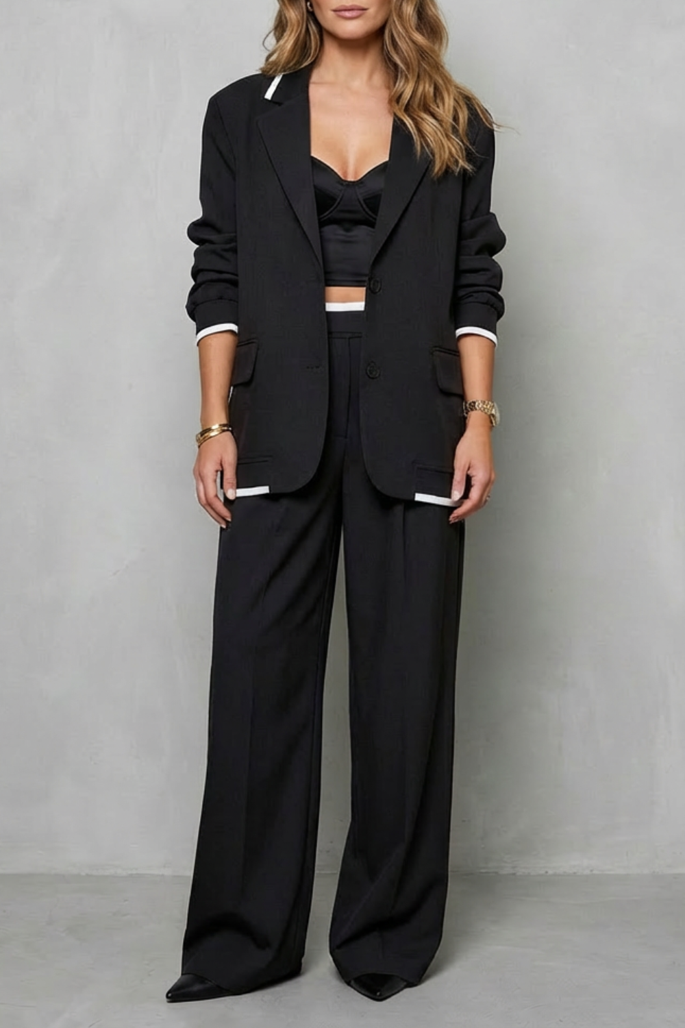 Talia – Elegante Conjunto de Macacão Pantalona – Look de Dois Peças com Atitude