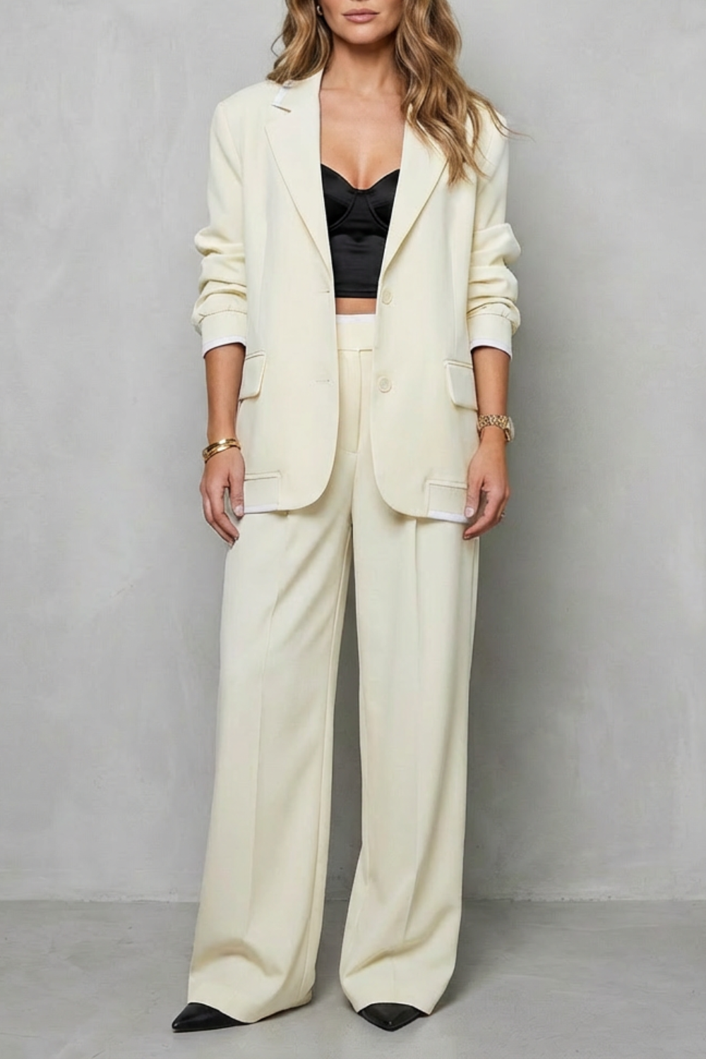 Talia – Elegante Conjunto de Macacão Pantalona – Look de Dois Peças com Atitude