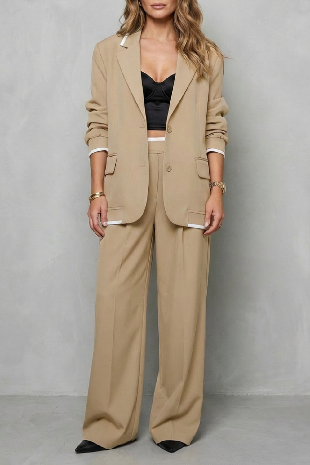 Talia – Elegante Conjunto de Macacão Pantalona – Look de Dois Peças com Atitude