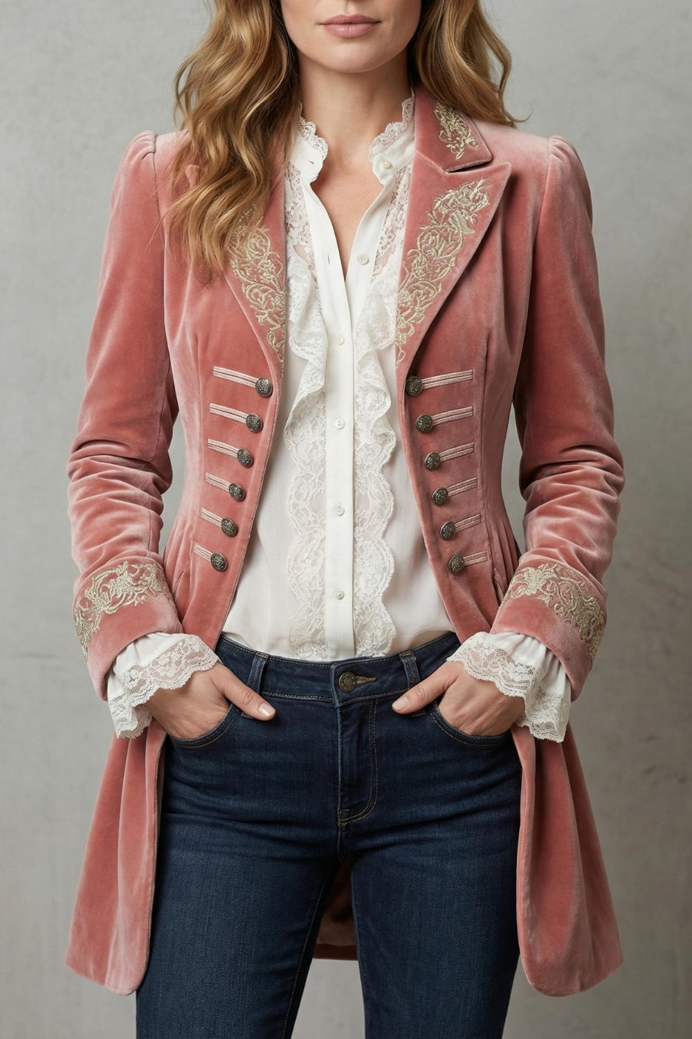 Valerique – Silhueta vintage bordada – Casaco longo