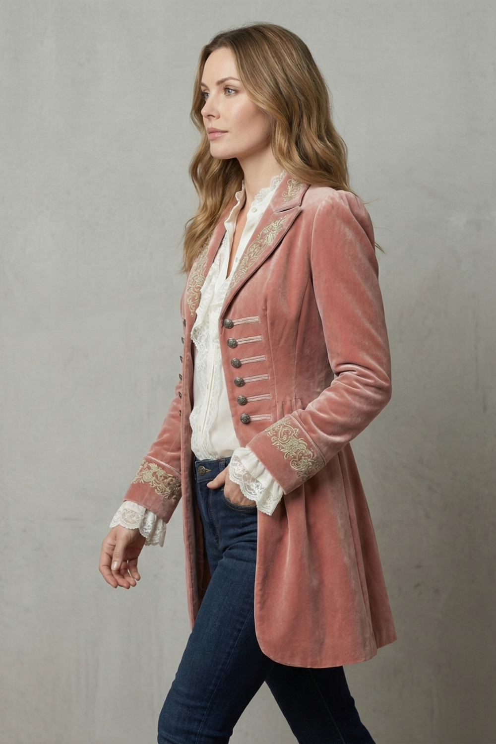 Valerique – Silhueta vintage bordada – Casaco longo
