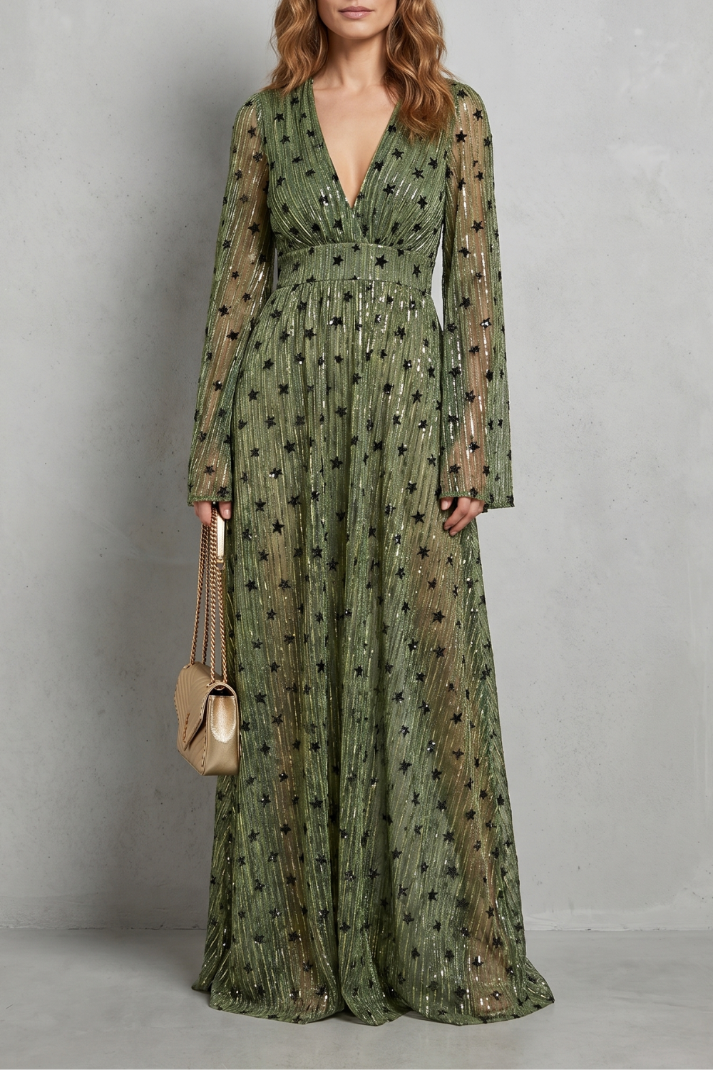 Valessia – Elegância boêmia cintilante – Vestido maxi