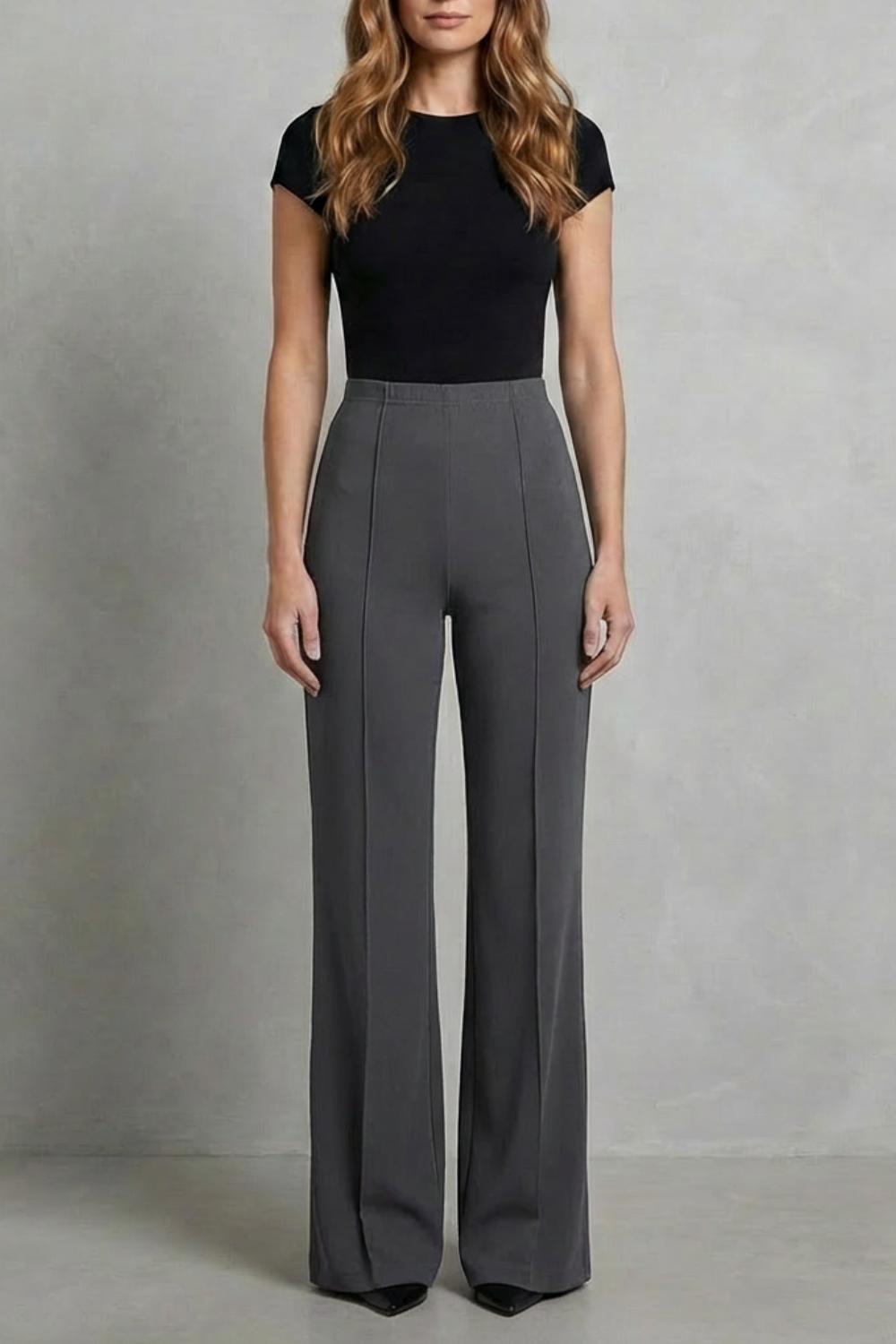 Velizza – Silhueta elegante – Calça pantalona cintura alta