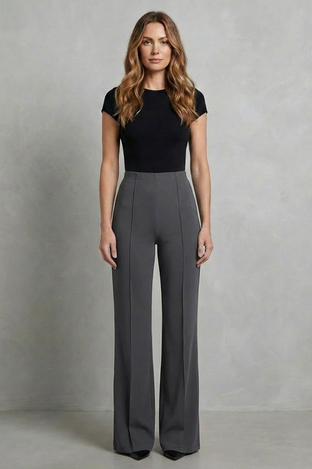 Velizza – Silhueta elegante – Calça pantalona cintura alta