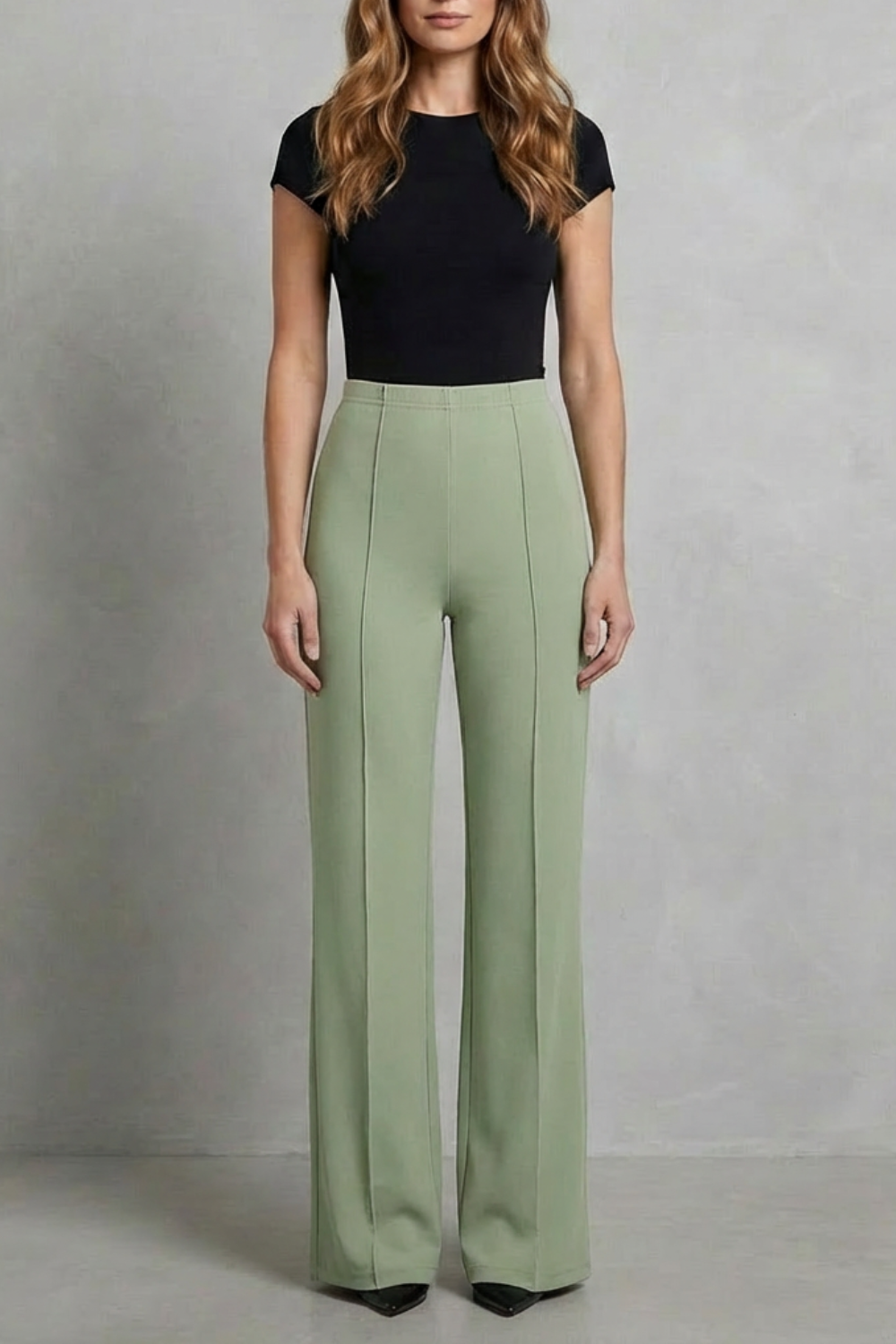 Velizza – Silhueta elegante – Calça pantalona cintura alta