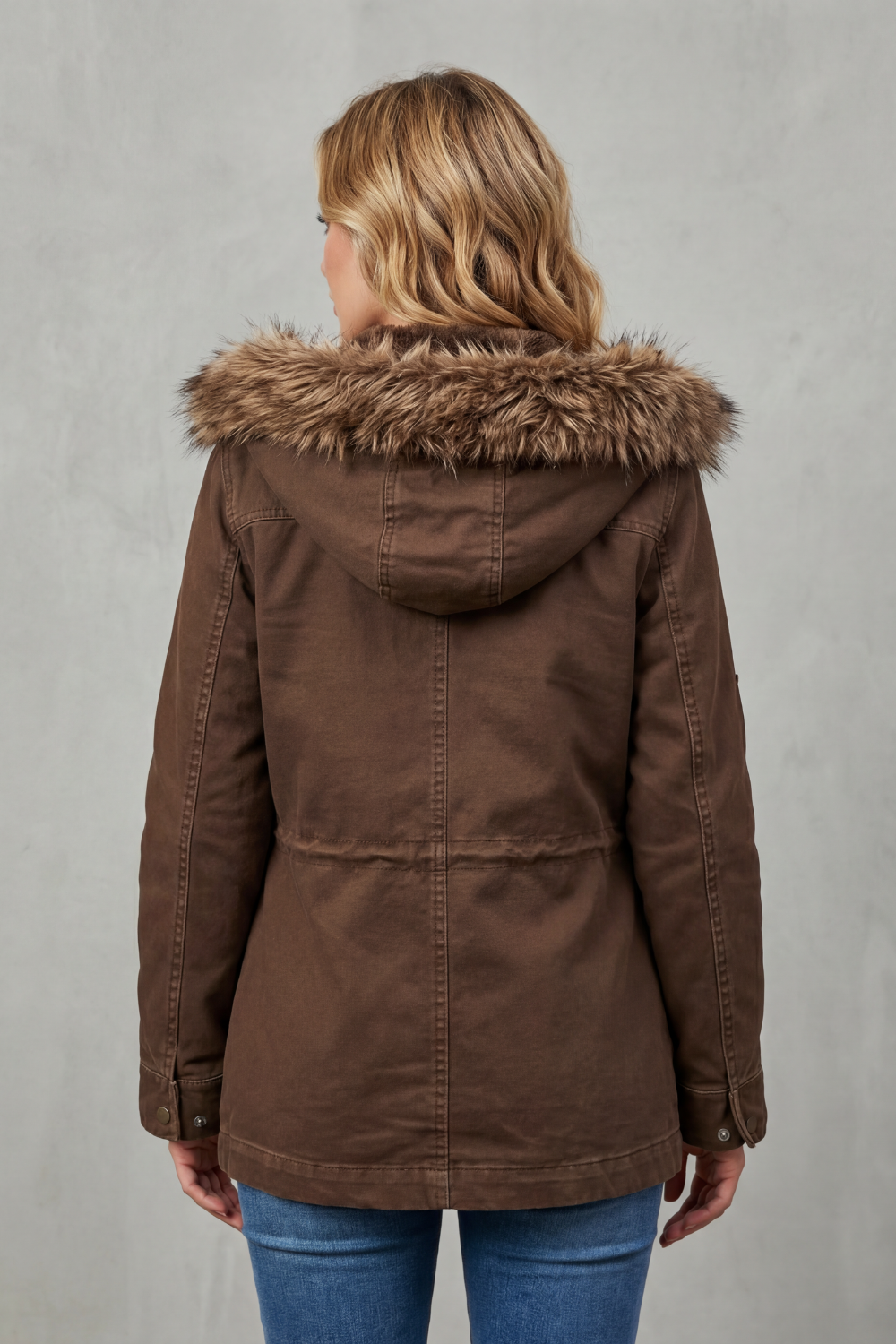 Vellière – Barra de pelúcia sintética – Parka com capuz