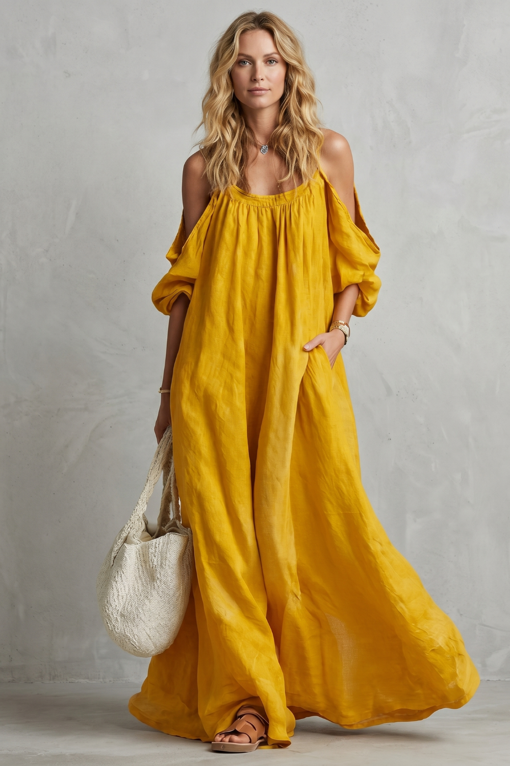 Velmira – Silhueta boho fluida – Vestido longo