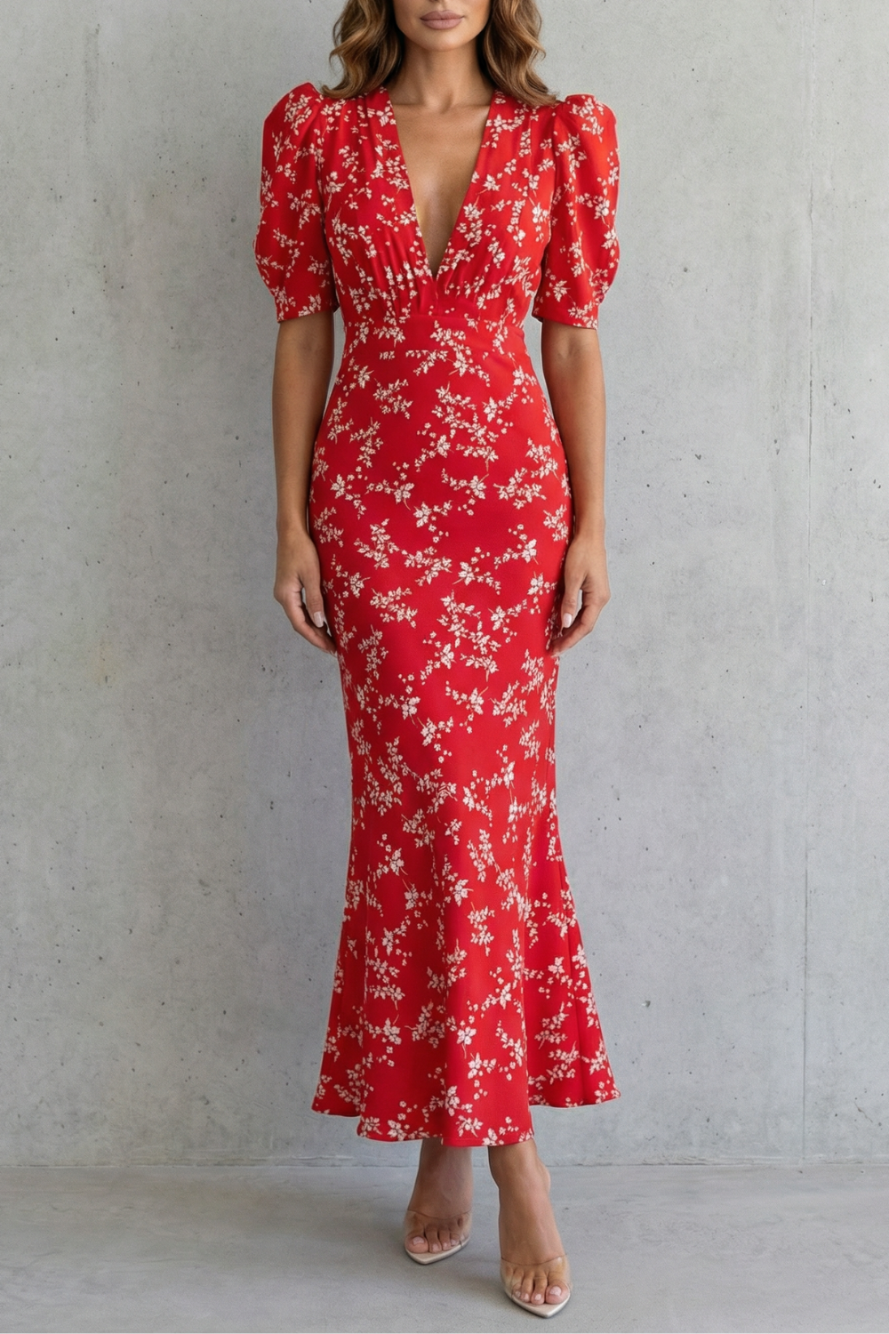 Velmora – Elegância floral romântica – Vestido longo