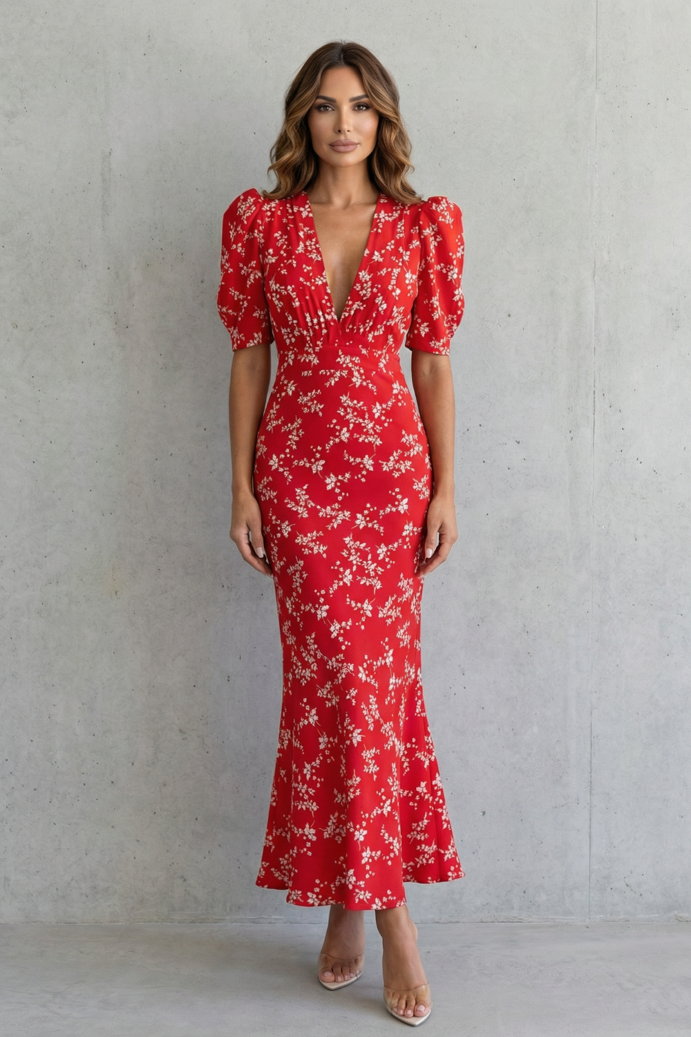 Velmora – Elegância floral romântica – Vestido longo