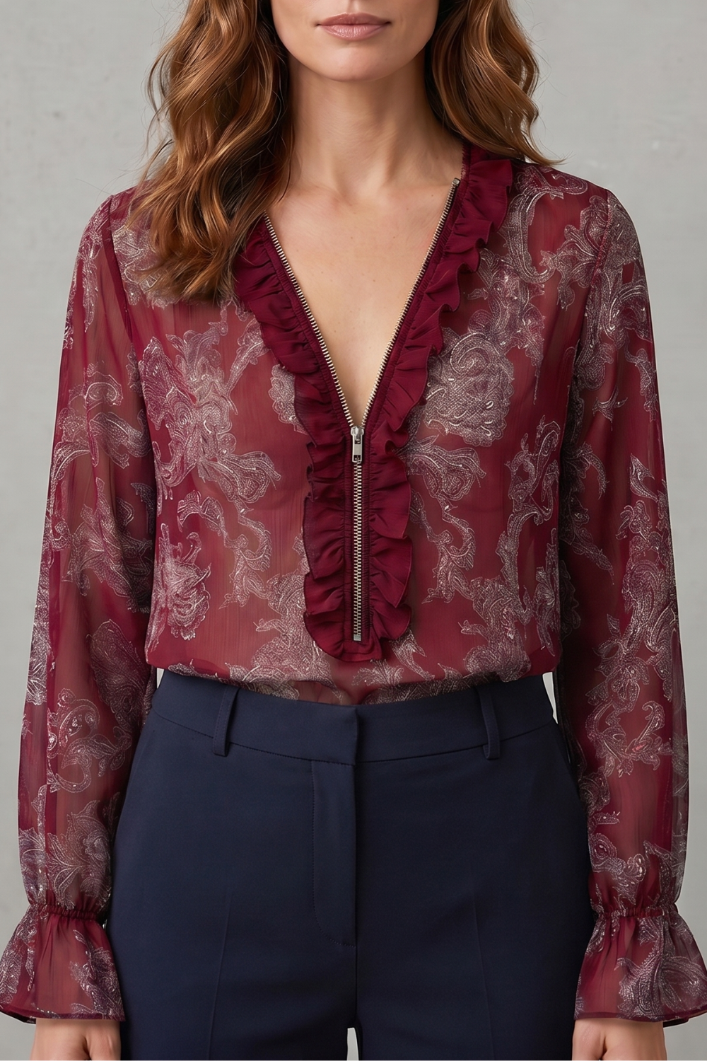 Veloura – Atração romântica em paisley – Blusa de chiffon