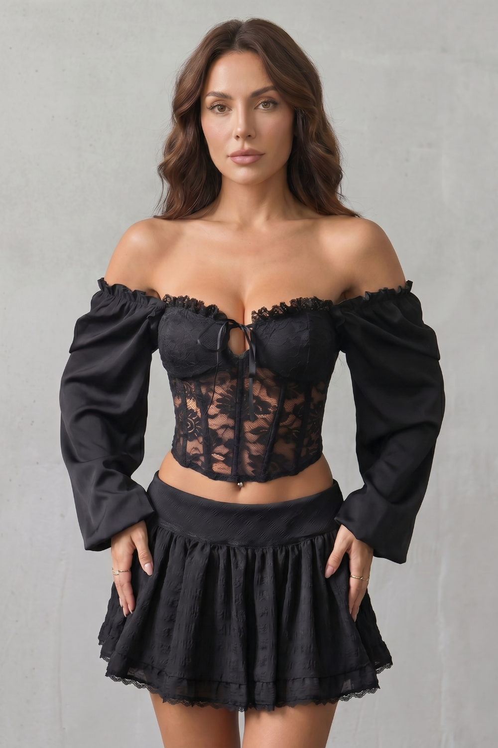 Velouraine – Espartilho romântico com renda – Top corset