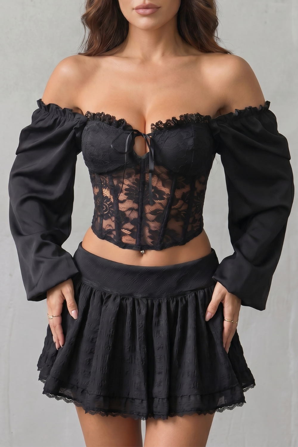 Velouraine – Espartilho romântico com renda – Top corset