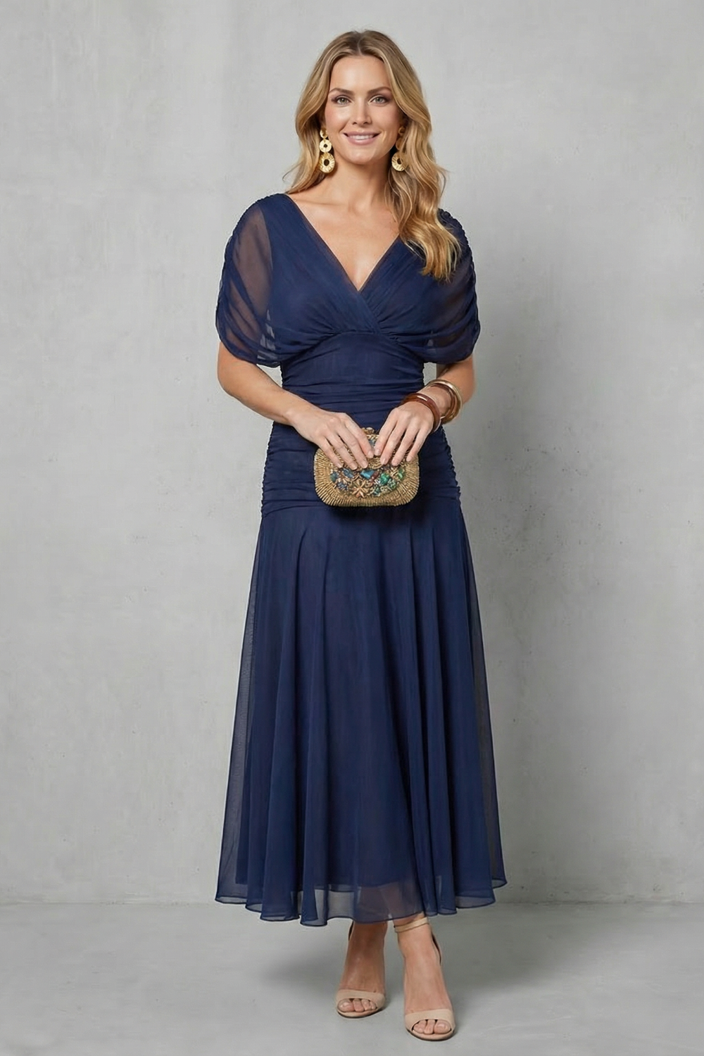 Verdelisse – Fluxo floral drapeado – Vestido longo