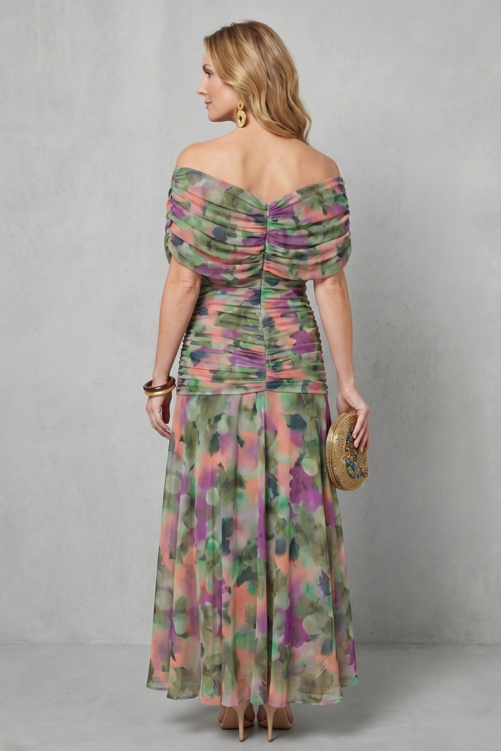 Verdelisse – Fluxo floral drapeado – Vestido longo
