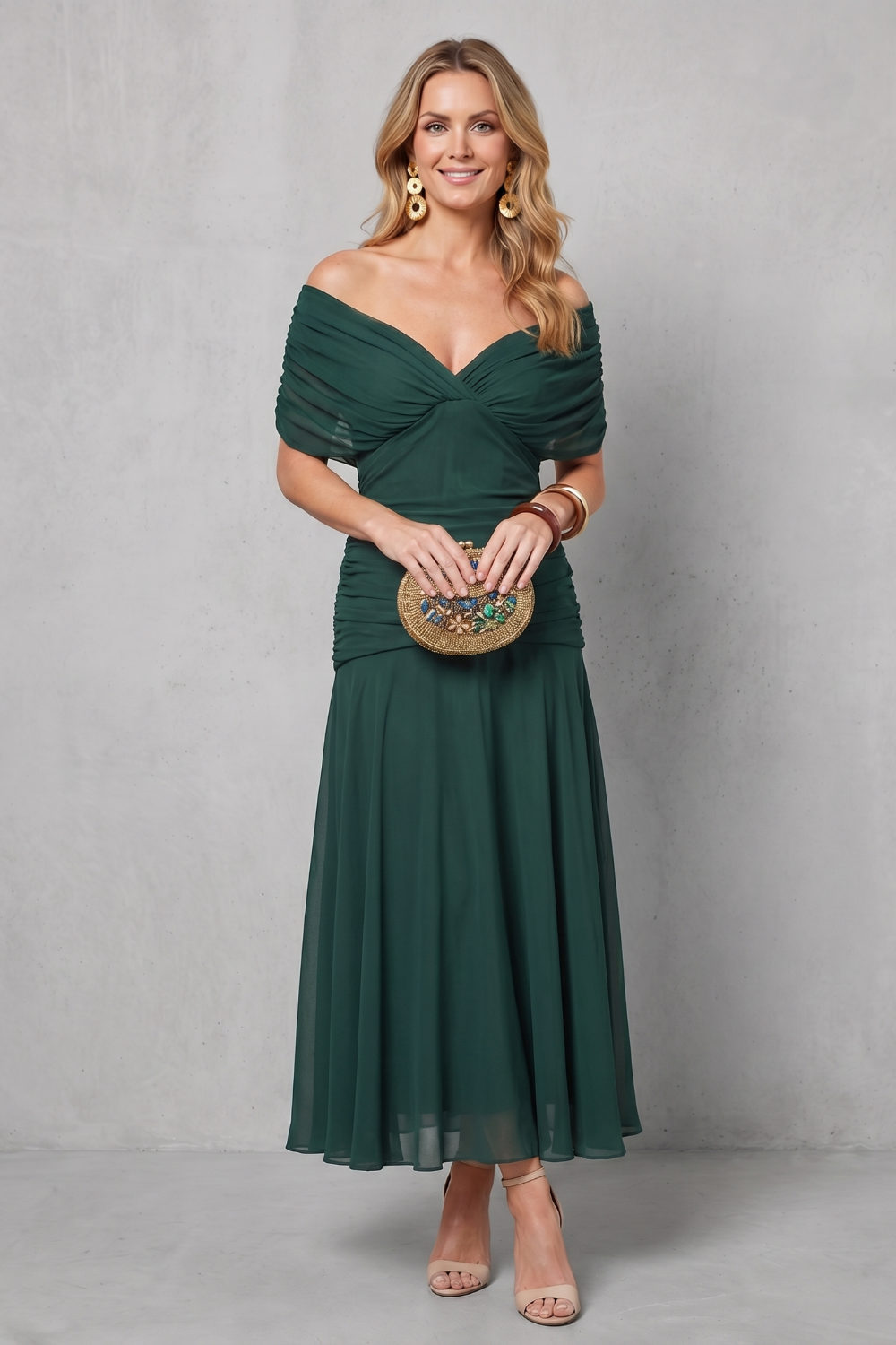 Verdelisse – Fluxo floral drapeado – Vestido longo