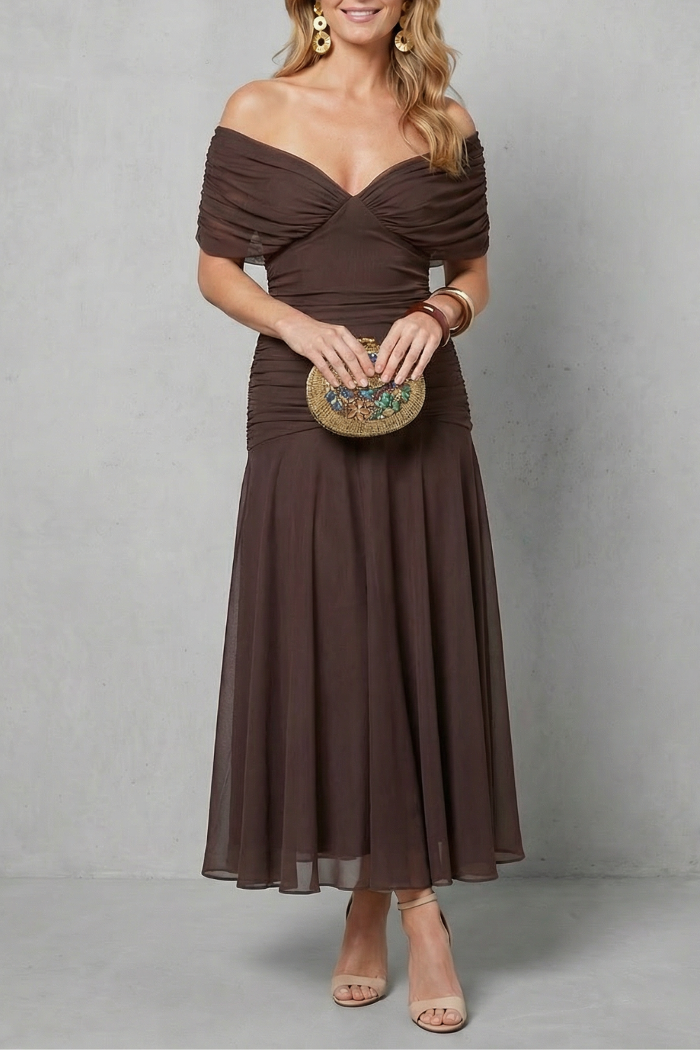 Verdelisse – Fluxo floral drapeado – Vestido longo