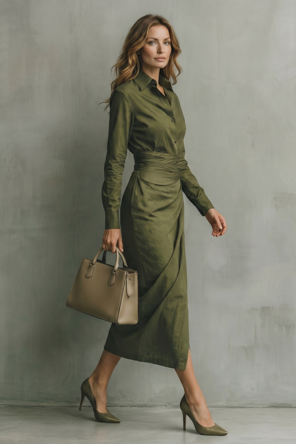 Verdelisse – Refinamento com cintura drapeada – Vestido longo