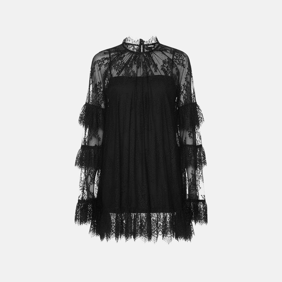 Vestido Curto de Renda com Transparência - Maeve