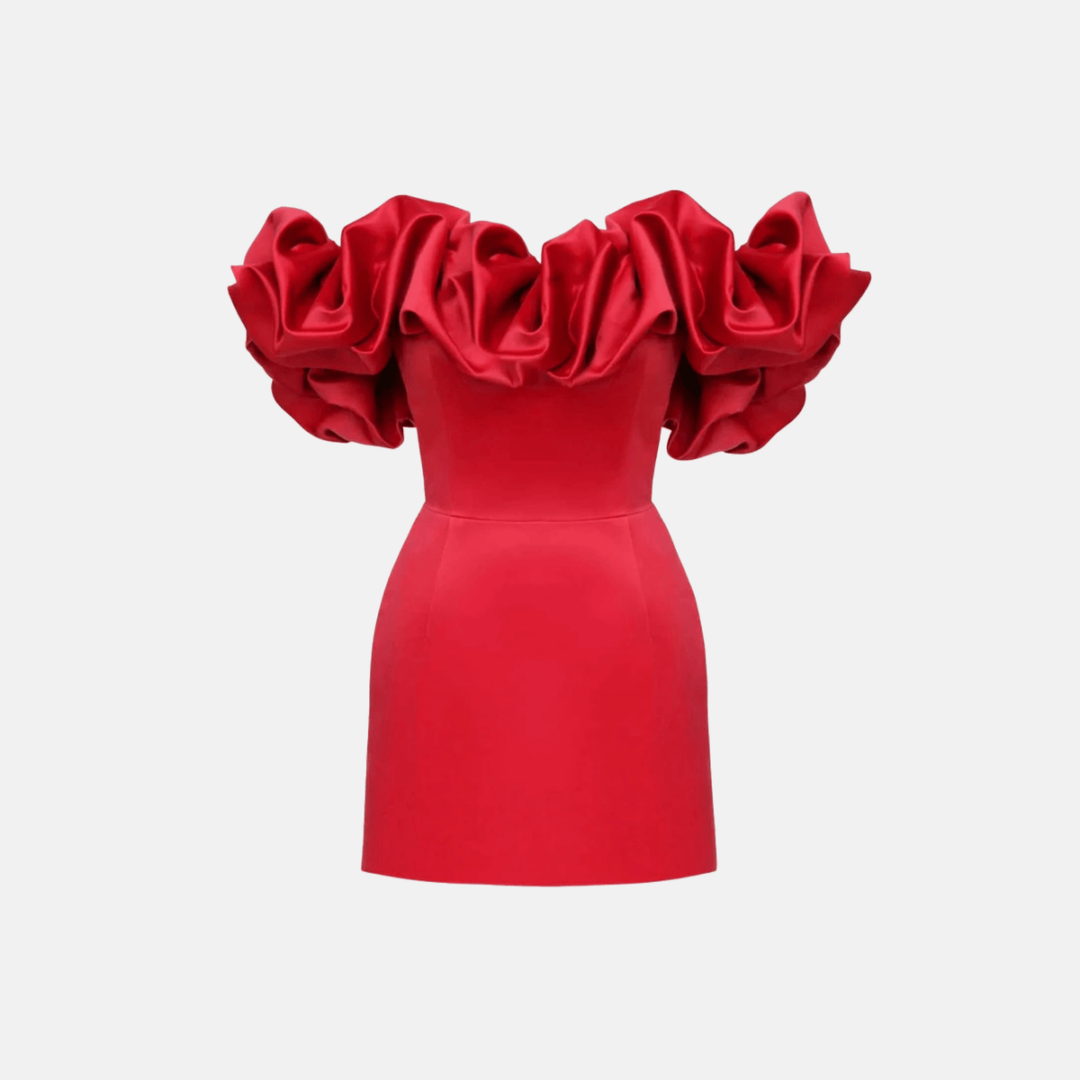 Vestido Curto Ombro a Ombro com Babados - Serafine