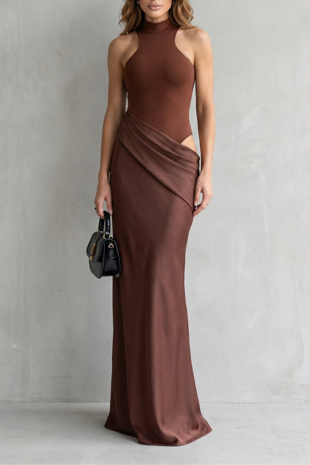 Zara – Sedução esculpida – Vestido Longo Recortado Feminino