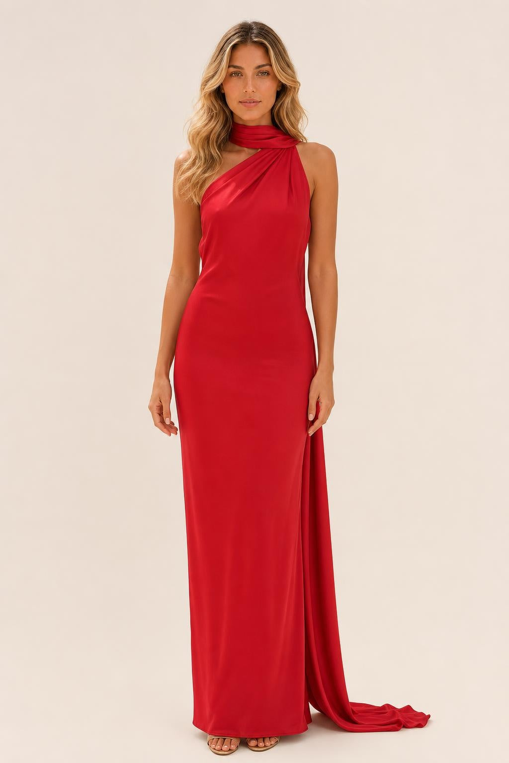 Vestido Longo Cetim Um Ombro Só com Capa Lateral - Isabel — studio_front — Sofia [3d8be936-b64c-4221-9424-1fa7b0f304dc]
