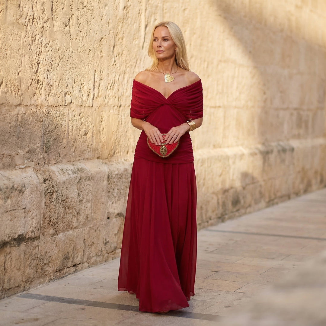 Harper | Vestido Vermelho com Pregas