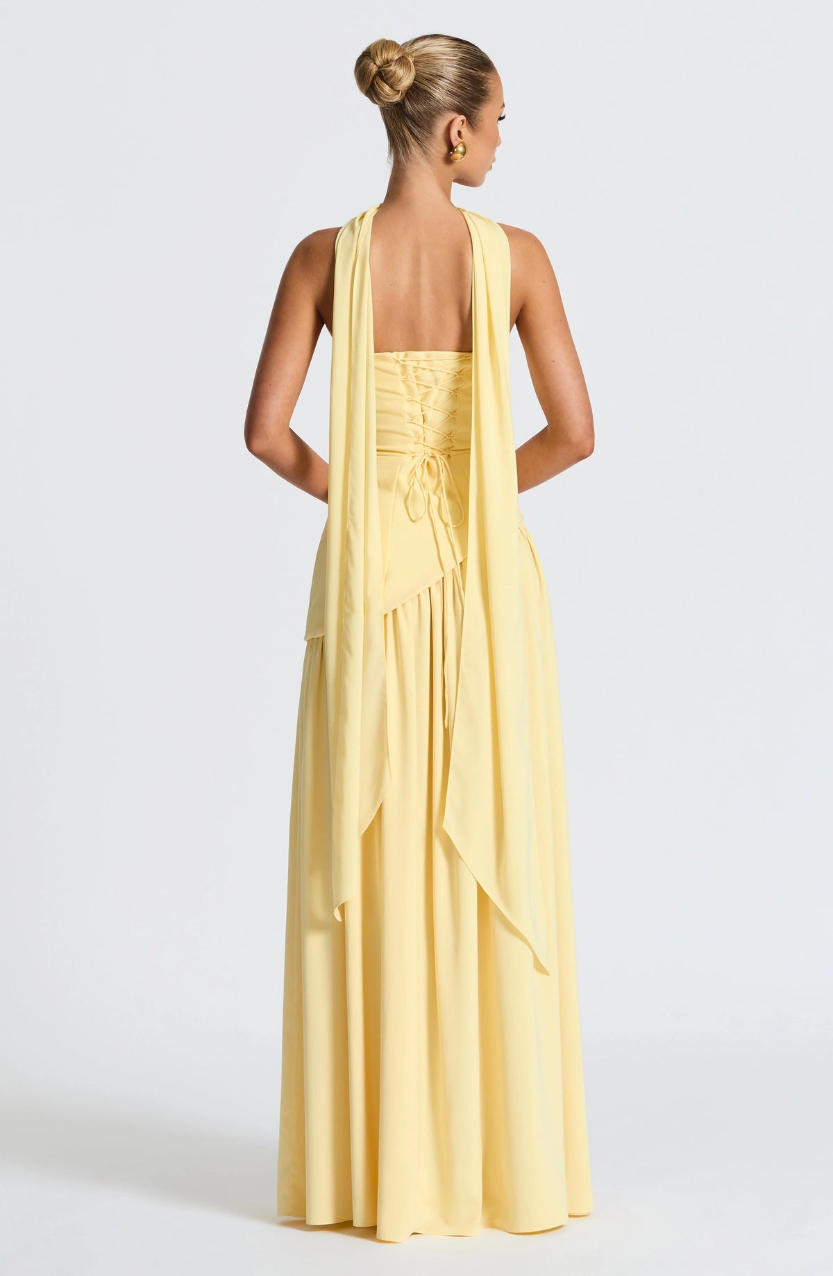 Vestido Longo Assimétrico com Fenda e Lenço - Freya