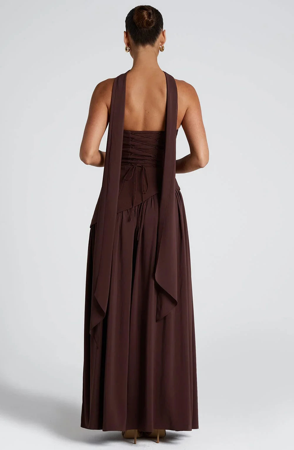 Vestido Longo Assimétrico com Fenda e Lenço - Freya